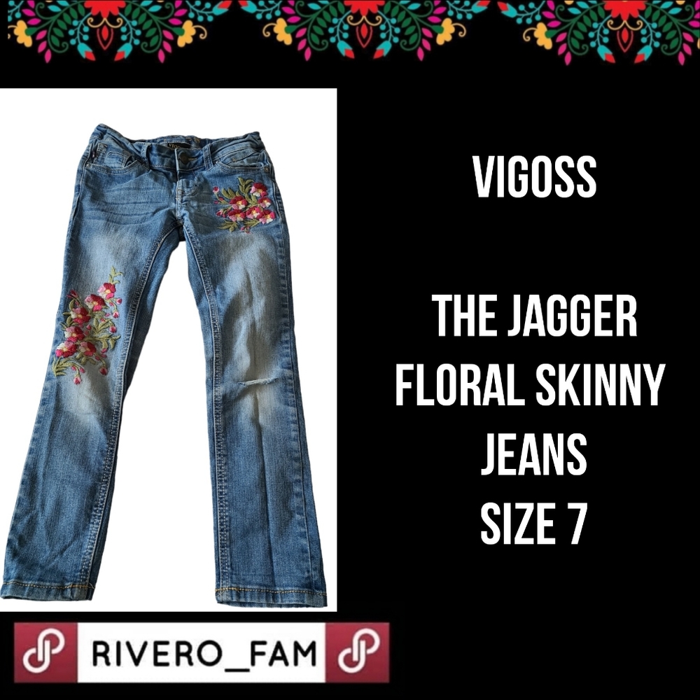 VIGOSS | THE JAGGER FLORAL SKINNY JEANS | SIZE 7